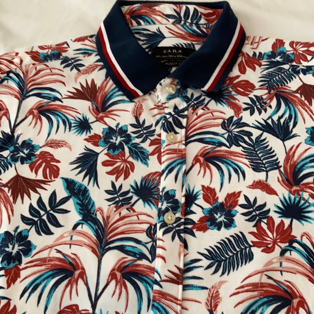 Zara Button Up Muscle Fit Polo Shirt